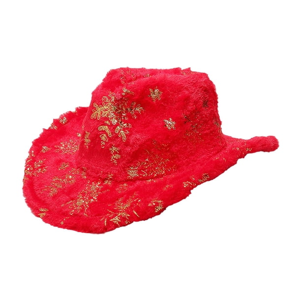 Sombrero de vaquero navideño Yuyangstore rojo para disfrazarse en las fiestas de Año Nuevo