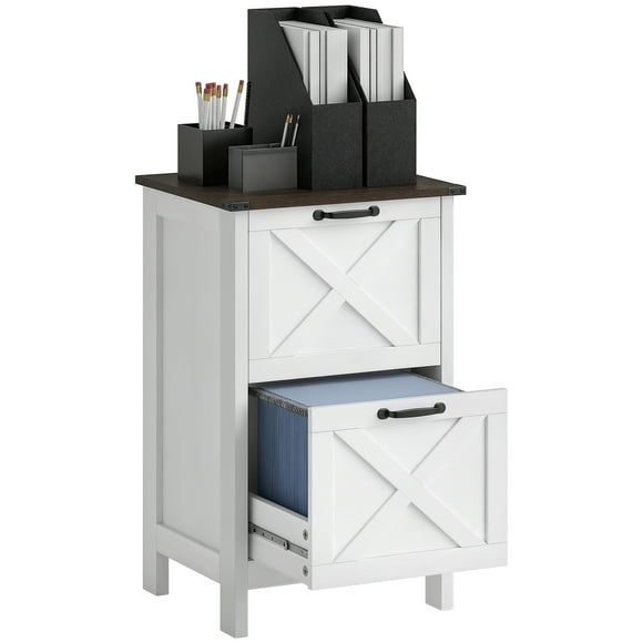 HOMCOM File Cabinet with 2 Drawers Filing Cabinet for A4 Letter, White