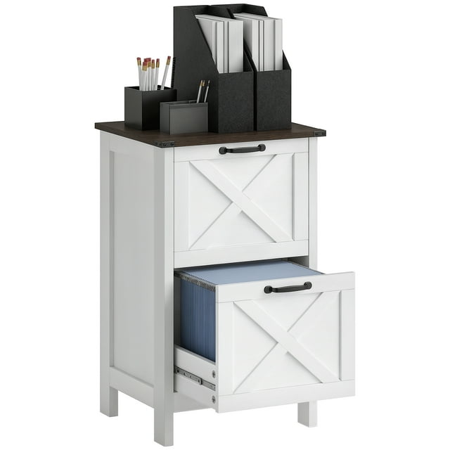 HOMCOM File Cabinet with 2 Drawers Filing Cabinet for A4 Letter, White