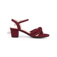thumbnail image 2 of BLISSFUL STEP Women's Bow Knot Block Heel Ankle Strap Sandals Burgundy (Size 9), 2 of 7
