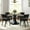 39.2in black, variant on KATBOC 47.2in Round Dining Table Set with 6 Velvet Chairs, Tempered Glass Top & Aluminum Base, Modern Kitchen Table for Small Spaces, Apartment, Dining Room, Black