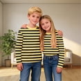 thumbnail image 5 of hengsof Girls' Fashion Striped Long Sleeve T-Shirt Classic Round Neck Casual Shirt Soft and Basic Everyday Top for Children, 5 of 5