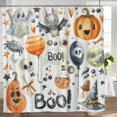 thumbnail image 3 of Happy Halloween Shower Curtain with Hooks Pumpkin Bat Bathroom Shower Curtains Set Waterproof Polyester Bath Decor 72x72inch, 3 of 7