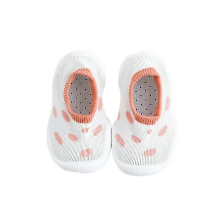 

Lacyhop Baby Floor Slippers Rubber Sole Ankle Socks Prewalker Sock Shoes Indoor Lightweight Crib Shoe Non-slip First Walker Slipper Light Pink Dot 5C
