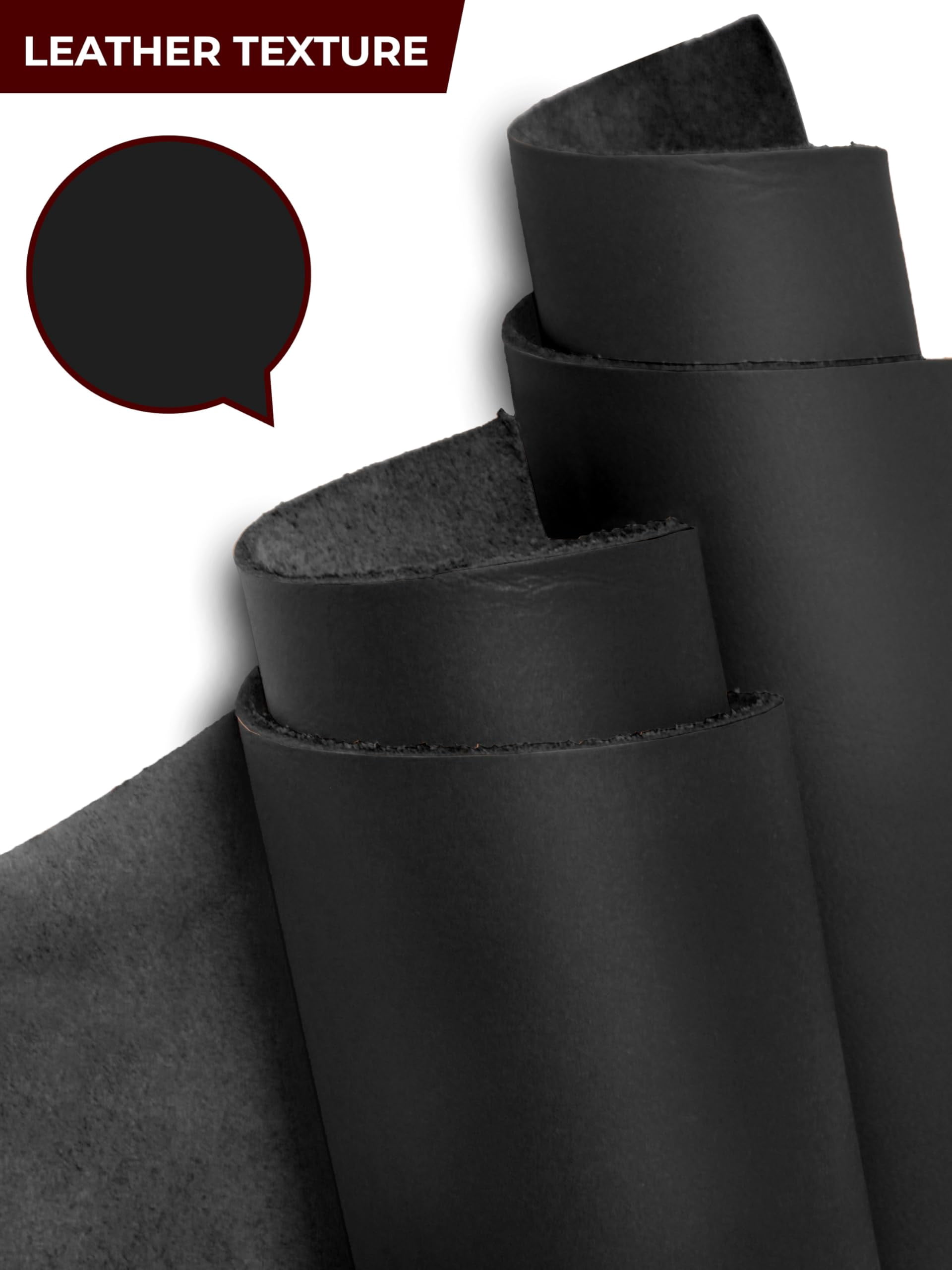 Genuine Leather Sheet for Crafts Full Grain Cowhide Crafting Tooling Leather Black 24x12