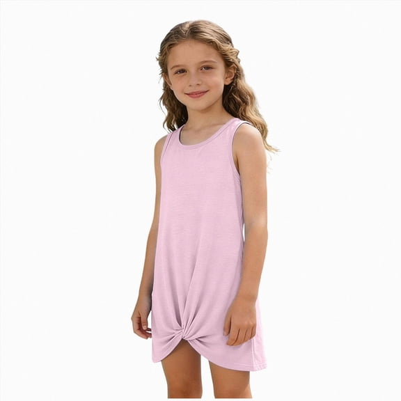Splozh Tween Girls Dresses Little Toddler Girl Sporty Dress Summer Clothes Sleeveless Kids Dresses Sport Causal Sundress Girl Outfits 11-12 Years,Pink