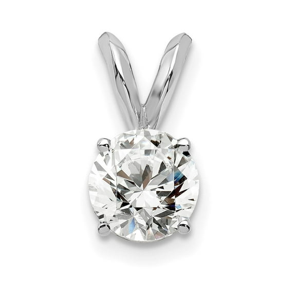 14k White Gold 1/2 carat Lab Grown Diamond VS/SI  G  Round Complete Four Prong Solitaire Pendant