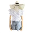 thumbnail image 3 of Camiseta de mujer Verano Cuello en V Dot Sin mangas Blusa de gasa Chaqueta, Blanco Speravity AP001336-01, 3 of 7
