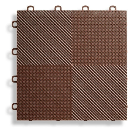 B2US5230 Deck and Patio Flooring Interlocking Tiles Perforated Pack, Brown, 30-Pack