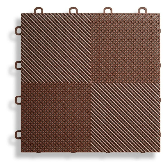B2US5230 Deck and Patio Flooring Interlocking Tiles Perforated Pack, Brown, 30-Pack