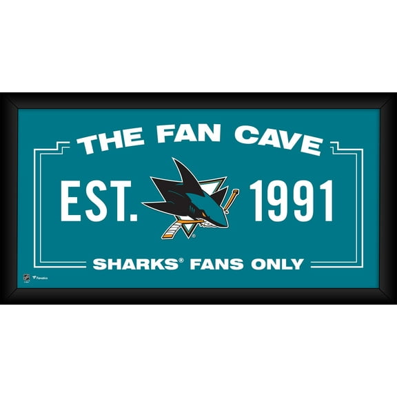 San Jose Sharks Framed 10" x 20" Fan Cave Collage