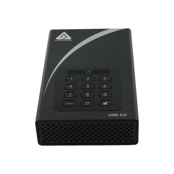 Apricorn Aegis Padlock DT ADT-3PL256-12TB - Hard drive - encrypted - 12 TB - external (desktop) - 3.5" - USB 3.0 - buffer: 8 MB - FIPS 197, 256-bit AES-XTS