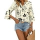 thumbnail image 1 of Blusa LOOKBOHO para mujer, manga 3/4, peplum, cuello en V, negra, talla M, 1 of 7