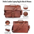 thumbnail image 2 of Handmade 16″ brown leather crossbody bag with big pocket Leather messenger Laptop bag for Unisex., 2 of 5