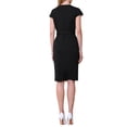 thumbnail image 3 of Vestido lápiz de longitud a la rodilla para mujer Inspire Chic, con mangas cortas, cinturón, ideal para el trabajo, color negro, 3 of 5
