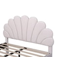 thumbnail image 3 of Full Size Solid and Stable Upholstered Platform Bed with Flower Pattern Velvet Headboard(Beige), 3 of 13