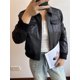 thumbnail image 3 of Chaqueta de cuero genuino vintage para motocicleta para mujer, tendencia 2024, chaqueta bomber recortada de piel de vaca real de alta gama, 3 of 5