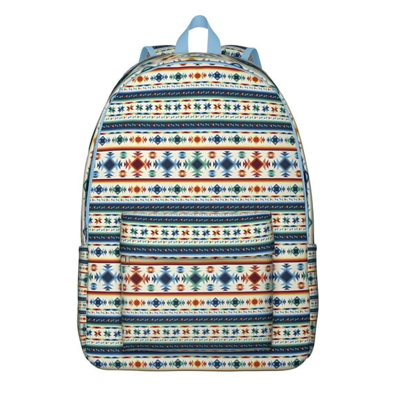 Colorful Hippie School Backpack for Teens, Waterproof and Spacious College Laptop Bag with Tribal Folk Patterns and Side Pocket