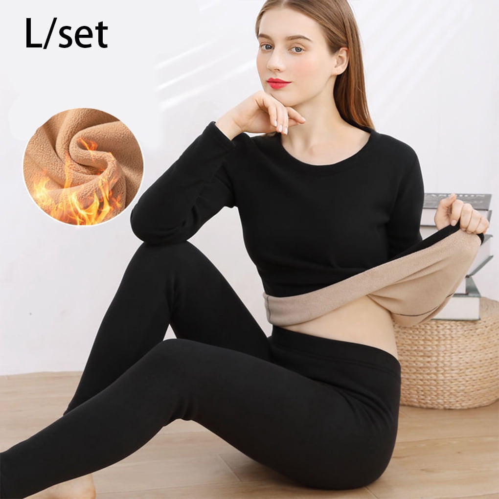 Milanano Ropa Interior Térmica Para Mujer, Pantalones Largos Con Levantamiento De Glúteos, Control De Abdomen, Ropa De Descanso, Ropa De Dormir Cálida Y Acogedora, Negro