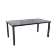 thumbnail image 4 of Modern 35.5"x67" Rectangular Outdoor Patio Dining Table with Post-Leg Design, Rust-Free & Weather-Resistant, Adjustable Foot Pads, Umbrella Hole with Matching Cover, Ember Black Finish, Durable, 4 of 5