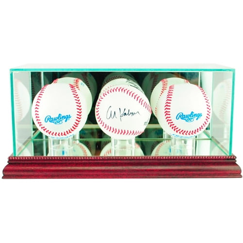 Perfect Cases Triple Baseball Display Case, Cherry Finish