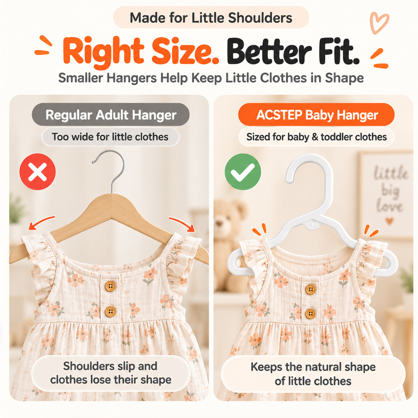 ACSTEP Baby Hangers 20 Pack, 11.5 Inch White photo 4