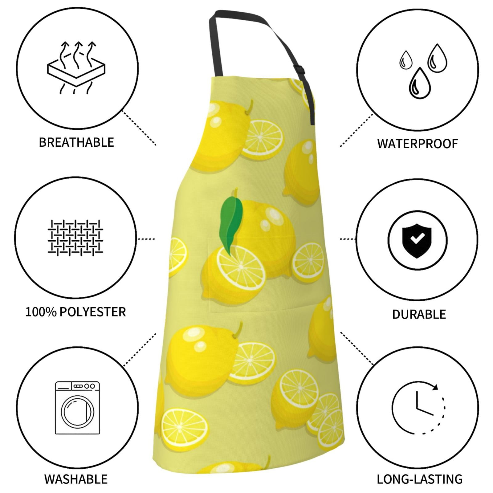 Kdxio Bright Lemons Apron with Pockets Adjustable Kitchen Aprons for Men Women Waterproof Aprons for Cooking,Drawing,Crafting, Baking Household Cleaning