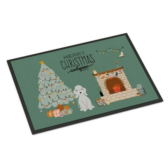 Carolines Treasures CK7653MAT 18 x 27 in. Blue Bedlington Terrier Christmas Everyone Indoor or Outdoor Mat
