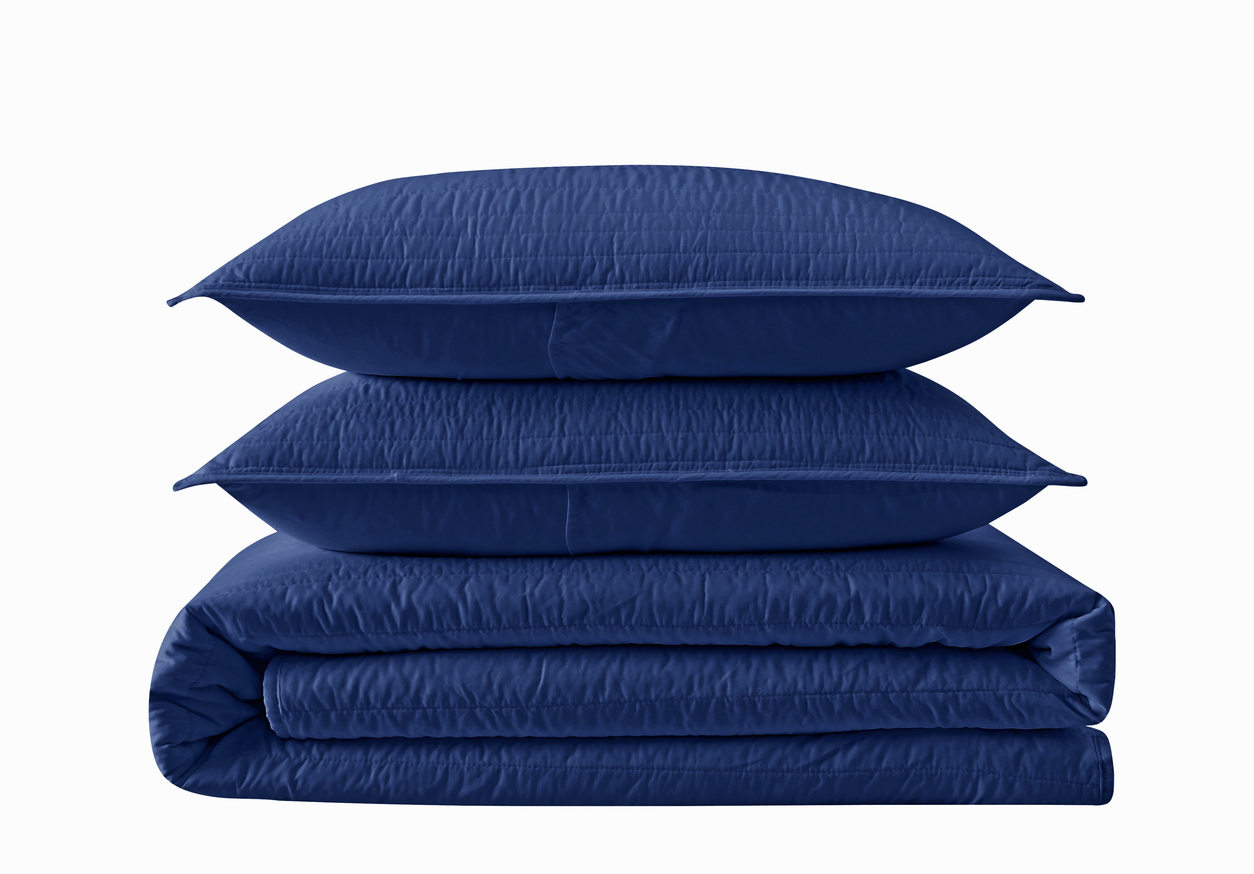 Truly Calm Antimicrobial 100% Microfiber Polyester Navy 3-Piece King Quilt Set, Solid Casual themed, Adult Bedding, OEKO-TEX Certified