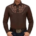 thumbnail image 4 of IWRICH Western Shirts for Men Cowboy Shirts Long Sleeve Printed Country Shirt Slim Fit Button down Shirt Casual Work Wine XL, 4 of 4