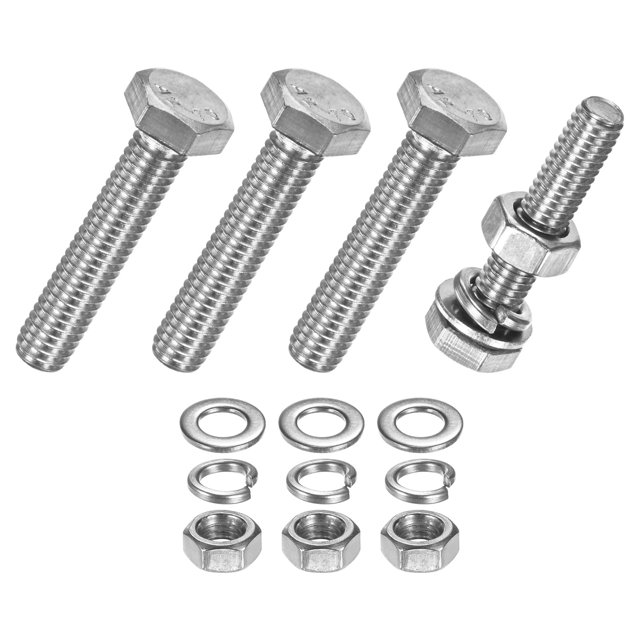Uxcell Lot de 4 Vis Hexagonale avec Écrous Rondelles Plates & Verrouillables M6x30mm