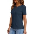 thumbnail image 5 of PRETTYGARDEN Waffle Knit Tops for Women Short Sleeve Henley Shirts Summer Blouses Dressy Casual Spring Fashion Clothes, 5 of 10