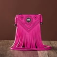 thumbnail image 2 of Bandolera Montana West Fringe de piel rosa para mujer, 2 of 6