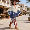 thumbnail image 4 of Xixirimido Daisy American Flag Print Women's Kaftan Dresses Plus Size Beach Cover Up V-Neck Batwing Sleeve Swimsuit Coverup Summer Caftan Dress, 4 of 7