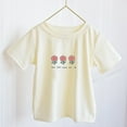 thumbnail image 4 of Gubotare T Shirts for Girls Trendy Girls' Short Sleeve Crop Tops Kids' Summer Dance Cropped T Shirts (Beige,Size 2-3 Years), 4 of 5
