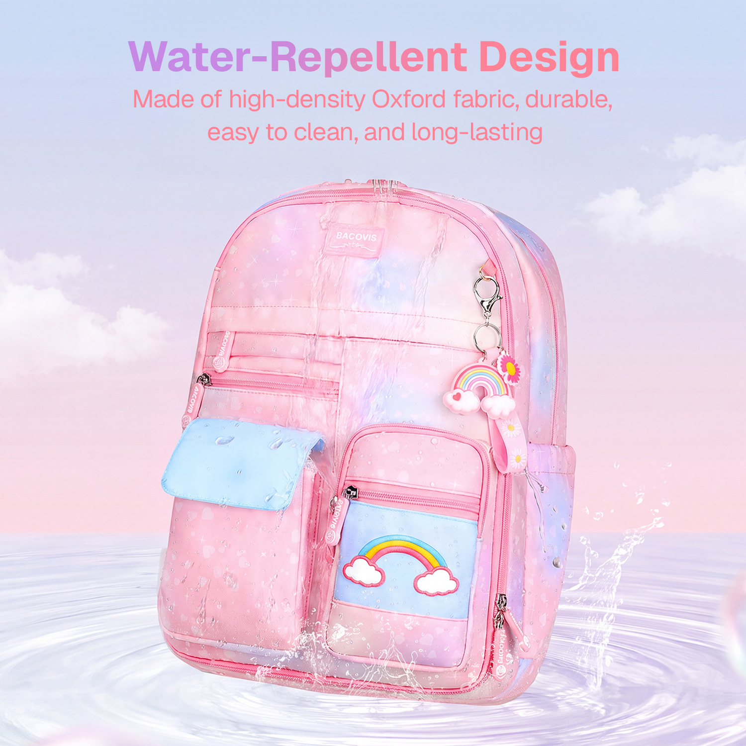 Mochila de 17" para niñas, grande, para niños, para escuela, con tela duradera y resistente al agua, para primaria, secundaria y preparatoria 7