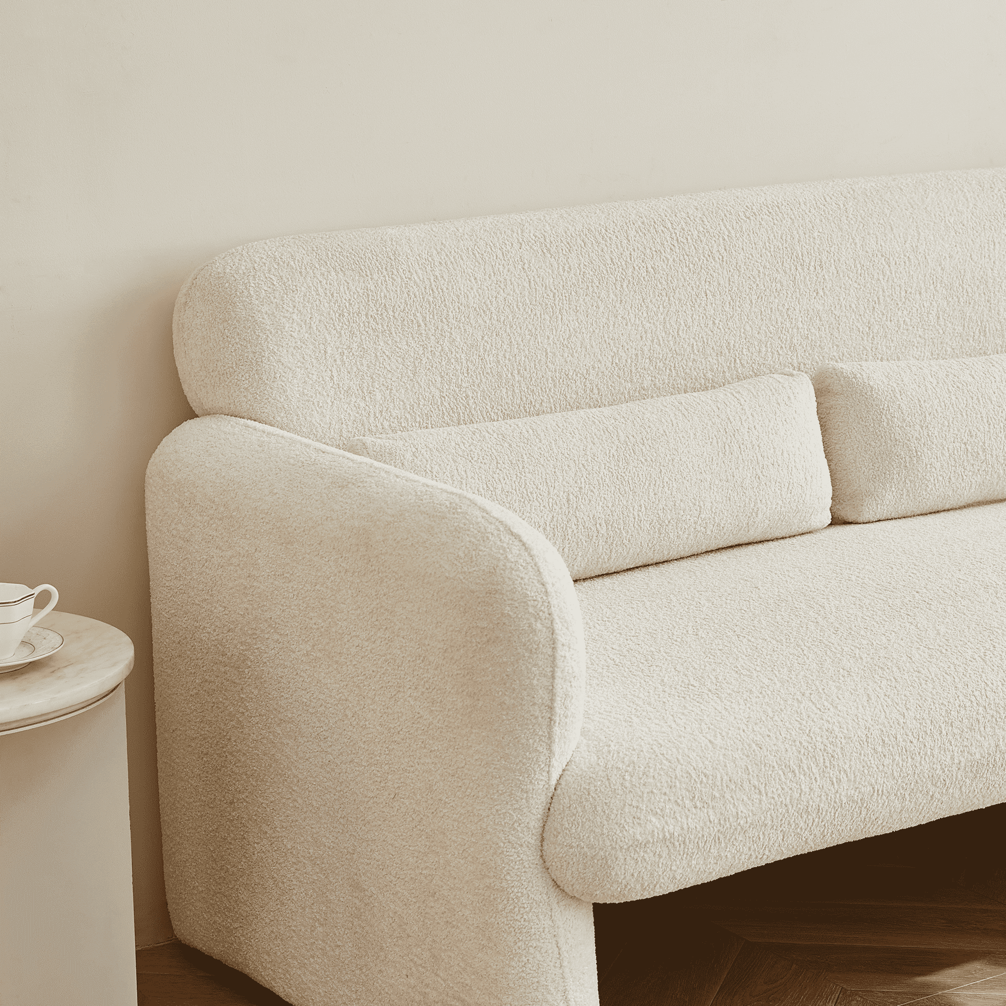 MAYEERTY 59"Velvet Fabric Sofa, Modern Loveseat Furniture with Support Pillow for Apartment, Office, Living Room & Bedroom, Tool-Free Assembly.