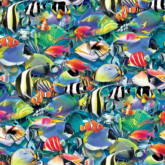 Ocean Coral Reef Fish Jam Diving Pattern Premium Roll Gift Wrap Wrapping Paper