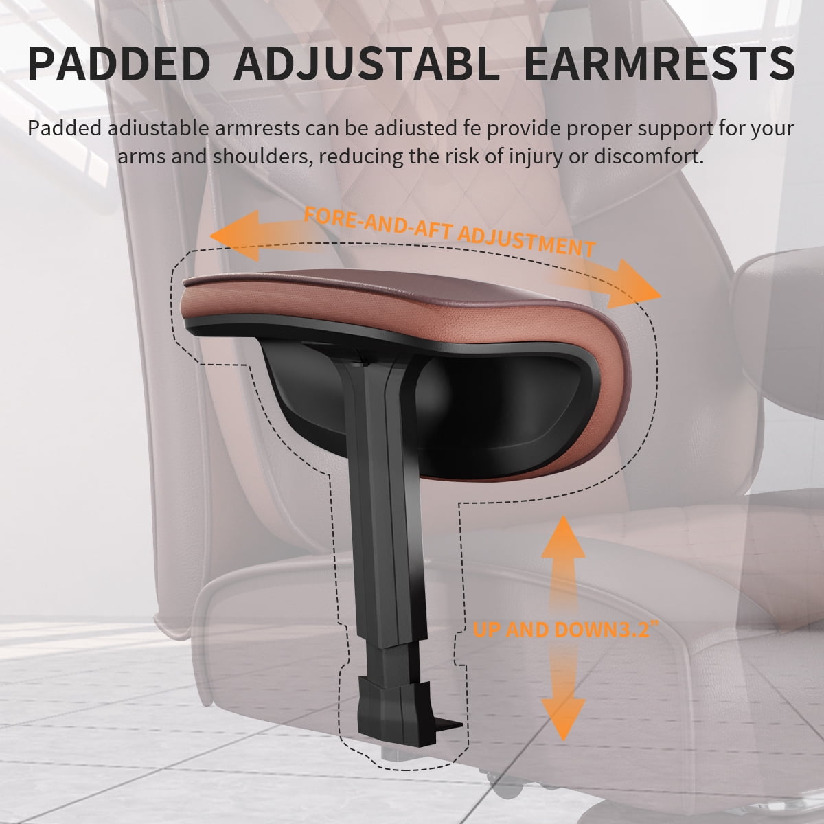KOCEN Big and Tall Office Chair, Desk Chair with Soft Adjustable Armrests, Ergonomic High Back Gaming Chair with Lumbar Support, Executive Computer Chairs with Footrest(PU Leather, Brown)