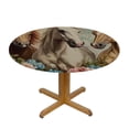 thumbnail image 3 of Autua Horses Flowers Wallpaper Round Tablecloth Stain-Resistant Washable Indoor Outdoor Ideal for Picnic Dining Kitchen Farmhouse with Elastic Edge 42"-46, 3 of 8