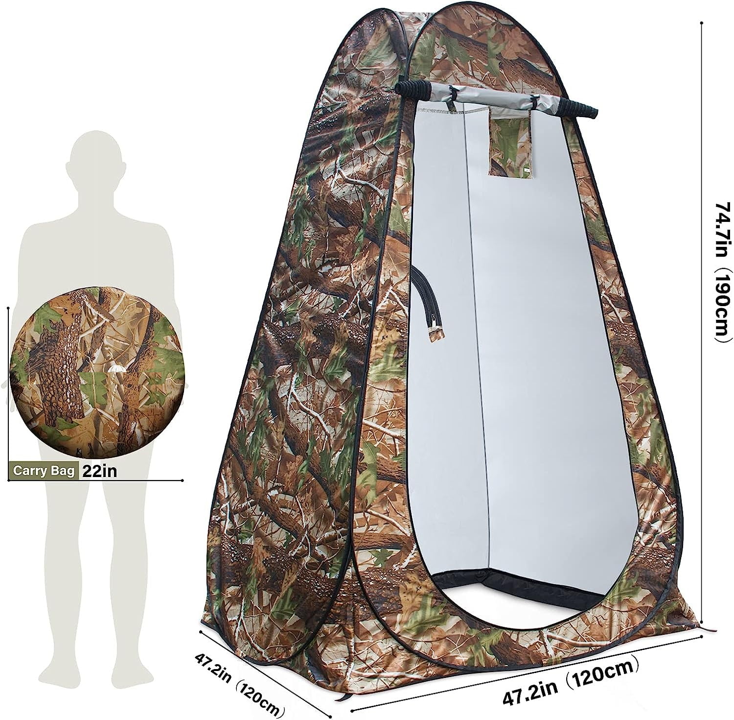 GVDV Pop Up Privacy Tent Portable Shower Tent with Mat for Outdoor Beach Fishing Hiking Travel for Camping Instant Camp Toilet Bathroom Changing Dressing Room Shelter, Extra-Tall, UPF 50+
