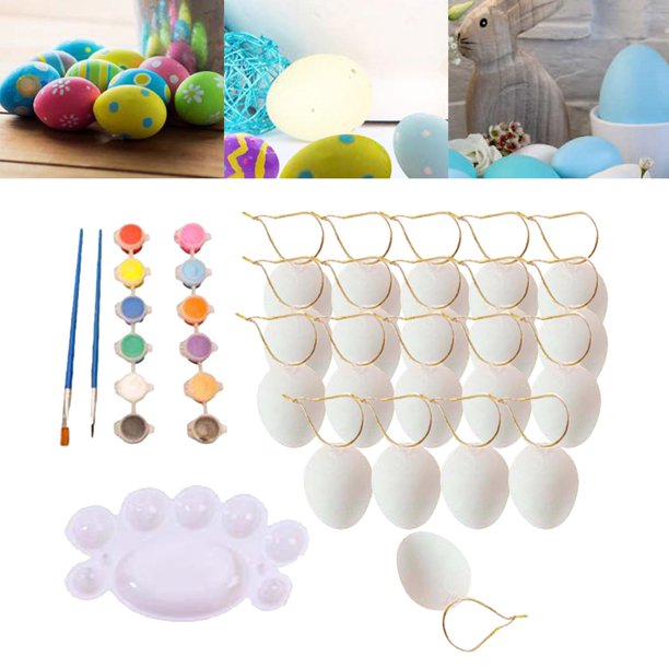 20 Huevos De Pascua Blancos Para Pintar – DIY De 6×4 Cm Con Cuerda Para Colgar, Manualidades Infantiles De Primavera