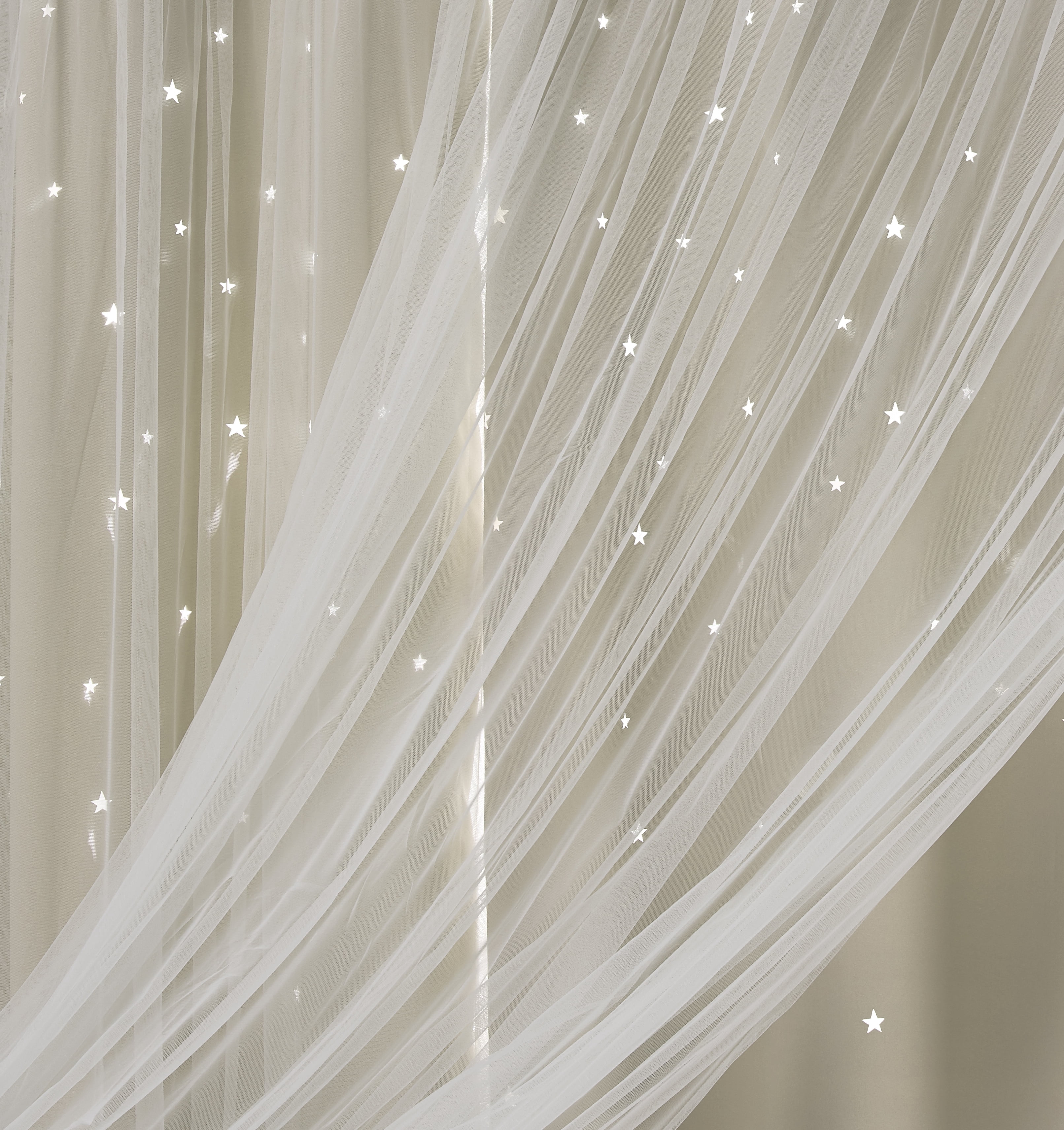 Star Cut-out Blackout Window Panel Pair White 50x84X2