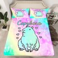 thumbnail image 2 of Manfei Animal Capybara 4-Piece Full Size Sheets,Cartoon Wildlife Bed Sheets,Gradient Ombre Lightweight Sheet Sets,Breathable Kawaii Room Decoration, 2 of 7