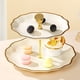 thumbnail image 1 of Bandeja de servir de varios niveles, 1 unidad, platos apilables para aperitivos, 25 x 25 x 16 cm, soporte de plástico para postres con asas para fiestas en el salón (dorado)., 1 of 9
