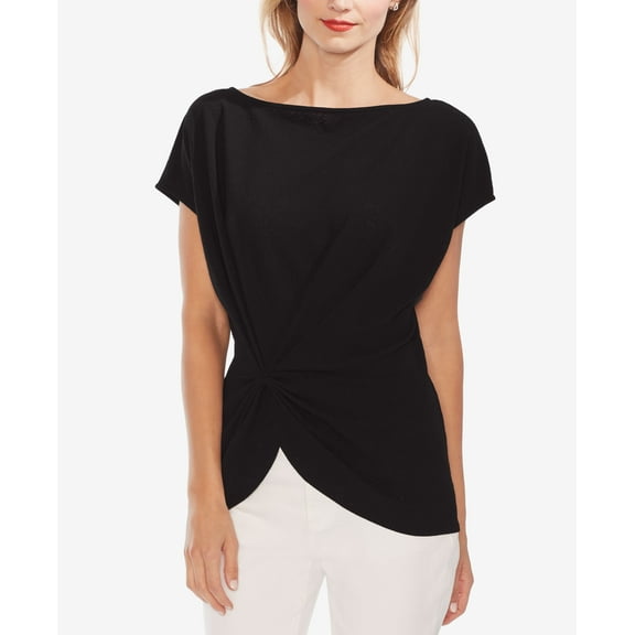 Vince Camuto Boat Neck Side Cinched Top Rich Black XS