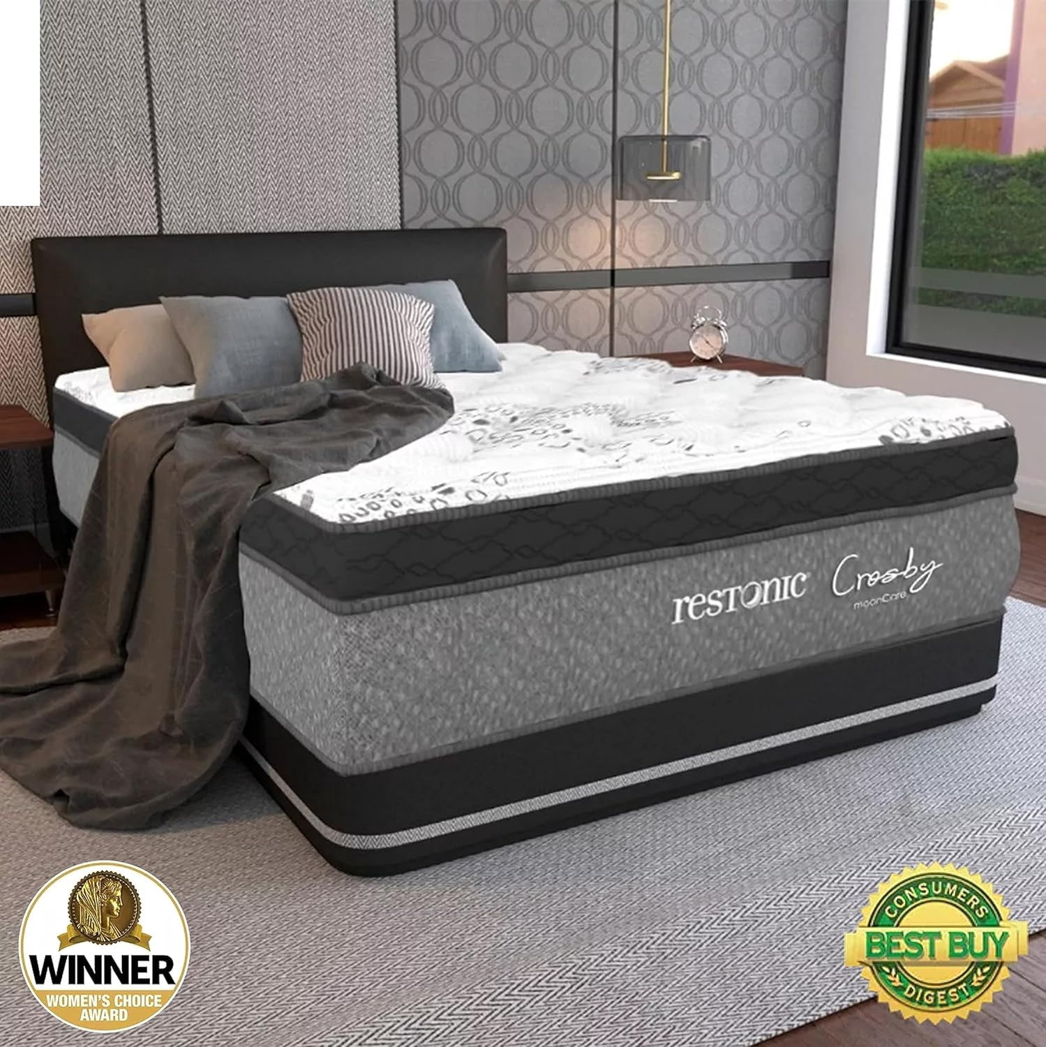 Mega COLCHONETA 32 cm de Altura Restonic | Elegante Colchón Ortopédico Queen size Gel Memory Foam