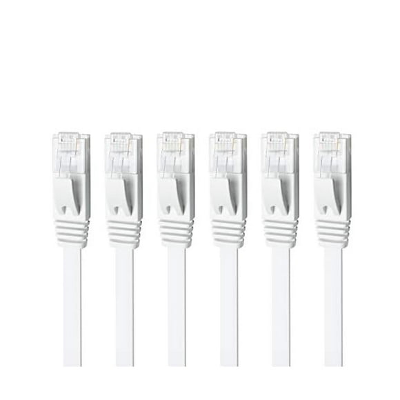 wonima11 CAT 6 Ethernet Cable 5ft 6-Pack White, High Speed Solid Flat CAT6 Gigabit Internet Network LAN Patch Cords, Bare Copper Snagless RJ45 Connector for Modem, Router, Computer (5ft 6 Pack, White)