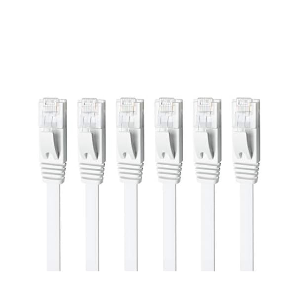 wonima11 CAT 6 Ethernet Cable 5ft 6-Pack White, High Speed Solid Flat CAT6 Gigabit Internet Network LAN Patch Cords, Bare Copper Snagless RJ45 Connector for Modem, Router, Computer (5ft 6 Pack, White)