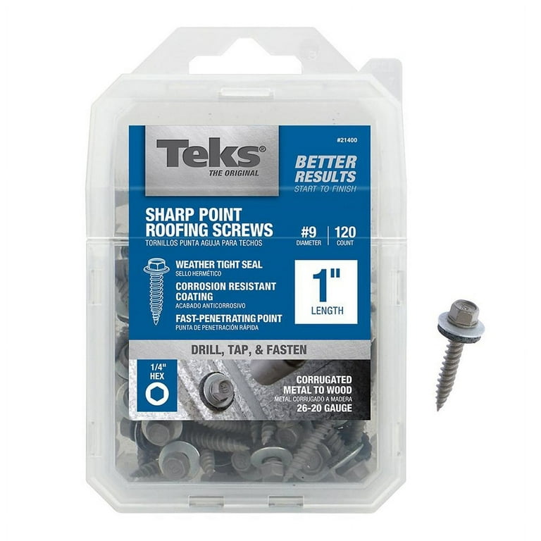 #9 x 1 in. Steel External Hex Head Washer Sharp Point Roofing Screws (120-Pack) #9 x 1 in. Steel External Hex Head Washer Sharp Point Roofing Screws (120-Pack)